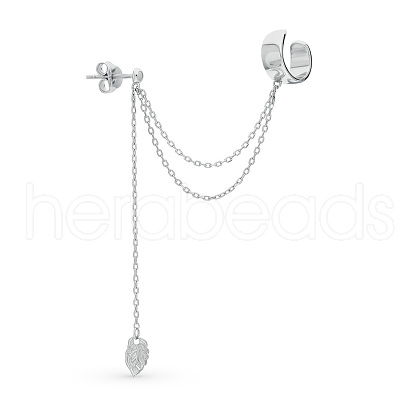 Silver Leaf Tassel Cuff Earrings  WB9198-1
