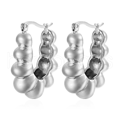 Oval Bubble 304 Stainless Steel Hoop Earrings for Women FY6456-2-1