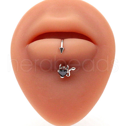 Stainless Steel Rhinestone Lip Rings Piercing Jewelry for Women WG14C26-01-1