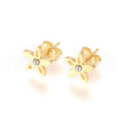 304 Stainless Steel Stud Earrings EJEW-E244-C01-G-1