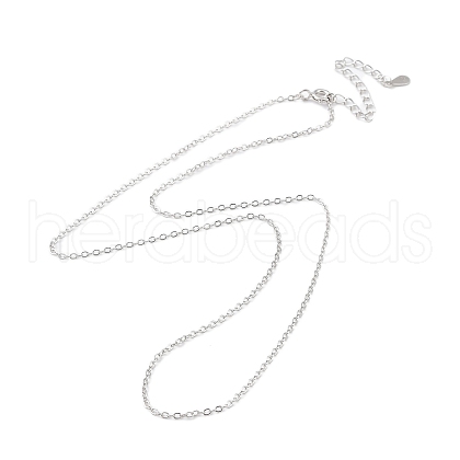 Anti-Tarnish Platinum Rhodium Plated 925 Sterling Silver Chain Necklace NJEW-A011-02P-1