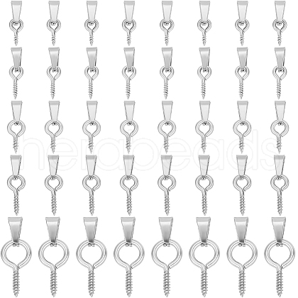 Beebeecraft 100Pcs 5 Styles Stainless Steel Screw Eye Pin Peg Bails STAS-BBC0005-77-1
