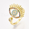 Brass Micro Pave Cubic Zirconia Cuff Rings RJEW-S044-052-1