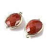 Natural Red Jasper Faceted Oval Connector Charms G-H323-02G-05-2
