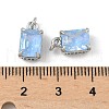 Brass Micro Pave Cubic Zirconia Charms with Glass Crystal KK-Q039-02P-3