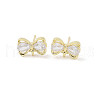 Bowknot Brass Stud Earrings Findings KK-L214-01G-1