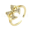 Brass Micro Pave Cubic Zirconia Cuff Rings RJEW-D322-06G-4