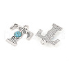 Synthetic Turquoise & Alloy Pendants PALLOY-H146-01AS-T-2