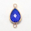 Golden Tone Brass Glass Teardrop Links connectors GLAA-J010A-HF08-G-2
