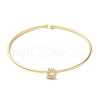 Rack Plating Brass Micro Pave Clear Cubic Zirconia Letter Open Cuff Bangles BJEW-A018-01G-D-2