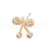 Brass Micro Pave Clear Cubic Zirconia Stud Earrings for Women EJEW-G428-26G-01-4