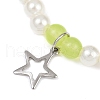 Dyed Round Natural Malaysia Jade with ABS Plastic Pearl Beaded Stretch Bracelets for Women BJEW-JB11643-02-4