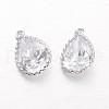 Teardrop Brass Cubic Zirconia Pendants KK-L134-22P-1