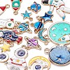 20Pcs 14 Style Light Gold Alloy Enamel Pendants ENAM-YW0001-74-4