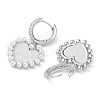 Heart Rack Plating Brass Cubic Zirconia Hoop Earrings with Plastic Pearl Beads EJEW-K245-06P-2