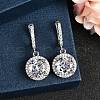 925 Sterling Silver Micro Pave Cubic Zirconia Dangle Hoop Earrings EJEW-F371-01B-01-1