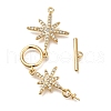 Brass Micro Pave Clear Cubic Zirconia Toggle Clasps KK-M301-21G-2