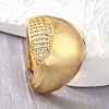 Brass Micro Pave Cubic Zirconia Open Cuff Rings for Women RJEW-K292-09G-3