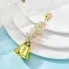 Natural Quartz Crystal & Prehnite Chips & Alloy Bowknot Kcychain HJEW-JM01313-01-3