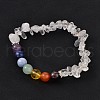 Chips and Round Chakra Natural Gemstone Beaded Stretch Bracelets BJEW-JB01990-02-1