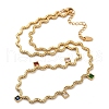 304 Stainless Steel Rope Chain Colorful Cubic Zirconia Tassel Necklaces for Women NJEW-V015-01G-B-1