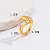 Heart & Flower Brass Pearl Pink Enamel Adjustable Finger Rings FS-WG8B9BA-01-2