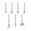 7Pcs Ocean Theme Alloy Charm & Glass Beads Pendant Decorations HJEW-JM03156-2