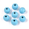 Spray Painted Round Natural Schima Wood Beads WOOD-A018-12mm-09-1