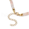 Round Shell Pearl & Natural Pink Aventurine Heishi Beaded Necklaces NJEW-JN05300-03-5