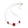 Brass & ABS Imitation Pearl Round Graduated Beaded Necklaces NJEW-D314-03G-4