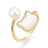 Mother's Day Jewellery Brass & Natural Pearls Adjustable Open Cuff Rings for Women PEAR-N020-07J-1