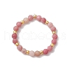 Natural Rhodonite Beaded Stretch Rings for Women RJEW-JR00868-09-2