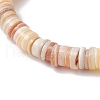 Natural Freshwater Shell Disc Beads Stretch Bracelets for Men Women BJEW-JB11747-4