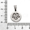 Flat Round with Flower 304 Stainless Steel Pendants STAS-M121-03P-3