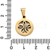 Flat Round with Flower 304 Stainless Steel Pendants STAS-M121-03G-3