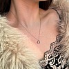 Round Ring 925 Sterling Silver Micro Pave Cubic Zirconia Pendant Necklaces for Women NJEW-F338-07P-5