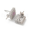 Rack Plating Brass Micro Pave Clear Cubic Zirconia Studs Earrings Finding KK-T072-15P-02-2