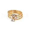 3Pcs 304 Stainless Steel Micro Pave Cubic Zirconia Ring Sets RJEW-S625-02G-3