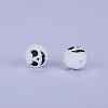 Printed Round with Ghost Pattern Silicone Focal Beads SI-JX0056A-126-1