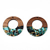 Transparent Resin & Walnut Wood Pendants RESI-TAC0017-74-A02-2