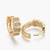 Brass Micro Pave Clear Cubic Zirconia Huggie Hoop Earrings EJEW-L231-45G-2