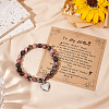 Olycraft Natural Rhodonite Round Beaded Stretch Bracelet with Alloy Heart Charm BJEW-OC0001-09A-5
