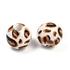 Painted Wood European Beads WOOD-F017-04A-2