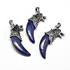 Antique Silver Zinc Alloy Dyed Natural Lapis Lazuli Big Pendants G-F228-63D-FF-1