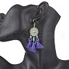304 Stainless Steel Polycotton Tassel Chandelier Earrings EJEW-JE06452-03-3
