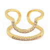 Rack Plating Brass Micro Pave Cubic Zirconia Open Cuff Rings for Women RJEW-Z059-03G-2
