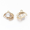 Brass Glass Rhinestone Pendants GLAA-S179-31-RS-2