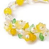 Flower Glass & Acrylic Braided Bead Adjustable Bracelets for Women BJEW-JB10446-04-3