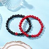 2Pcs 2 Colors Dyed Synthetic Turquoise Beaded Stretch Bracelets for Women Men BJEW-JB11547-2