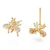 Brass Micro Pave Cubic Zirconia Stud Earring Findings X-KK-N233-044-01-2